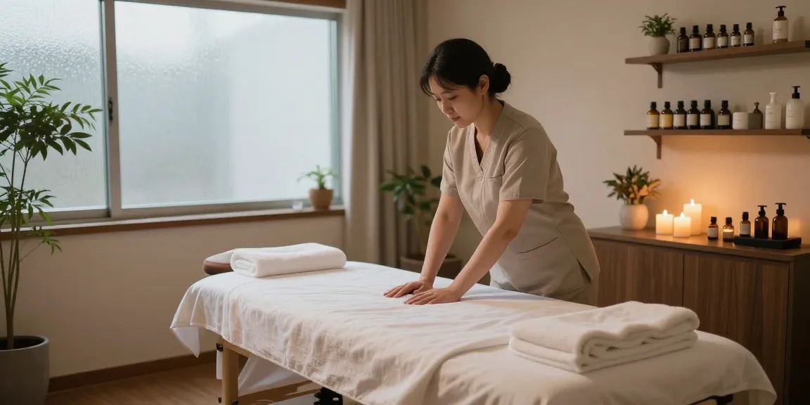 Relaxation and rejuvenation massage therapy room for 안양출장안마 featuring a calming atmosphere.