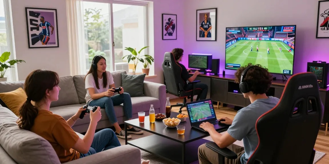 Experience online gaming excitement at https://xx88.se.net/ with friends in a vibrant living room.