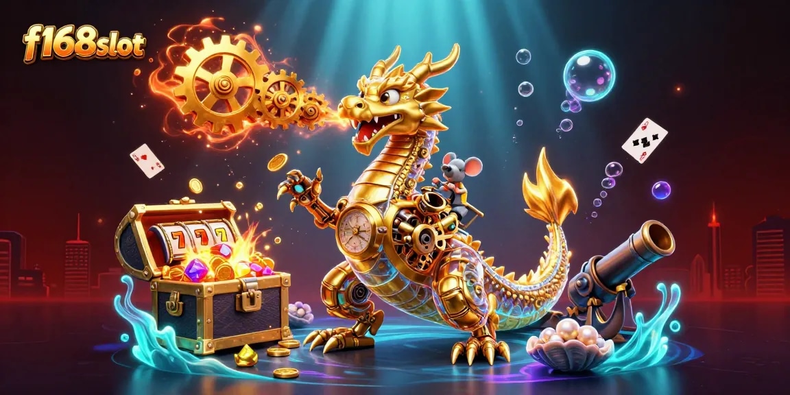 Experience the thrill of f168slot with gold coins and vibrant game elements in an immersive 3D scene.