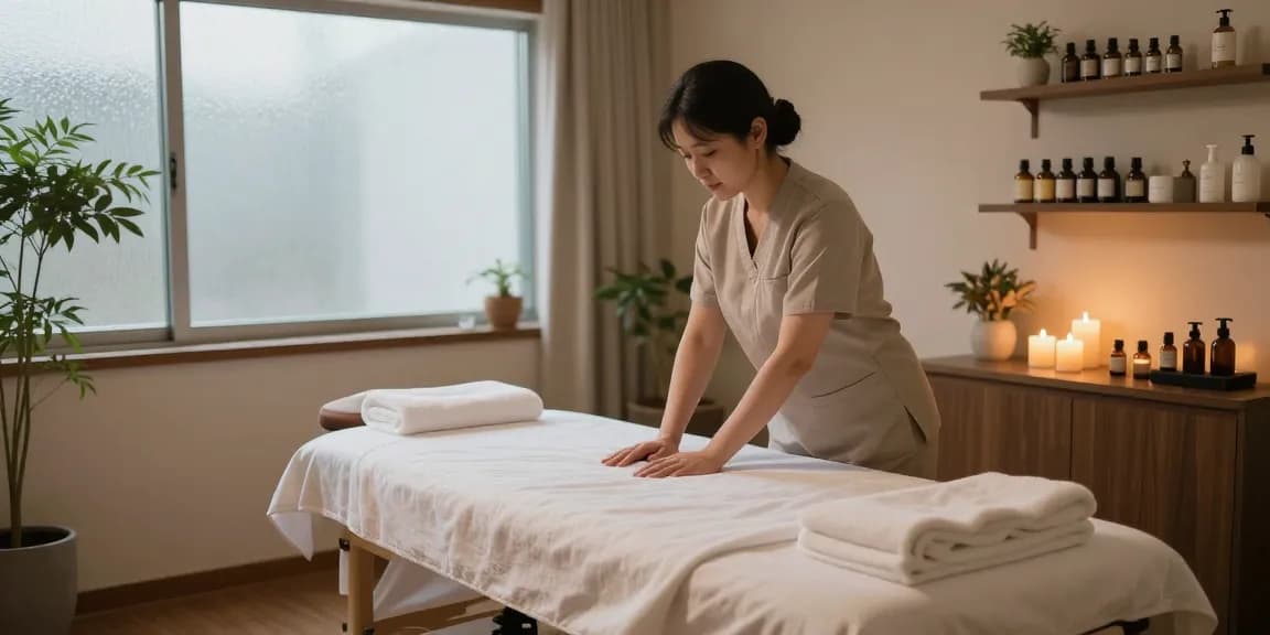 Relaxation and rejuvenation massage therapy room for 안양출장안마 featuring a calming atmosphere.