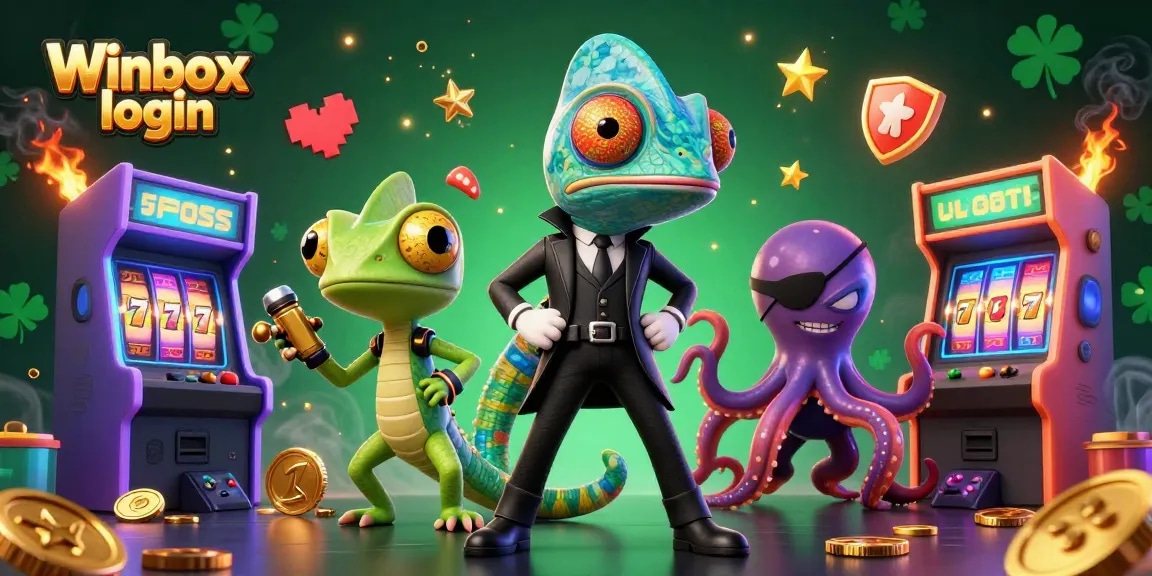 Engage with Winbox login for exciting casino experiences featuring animated characters and vibrant game elements.
