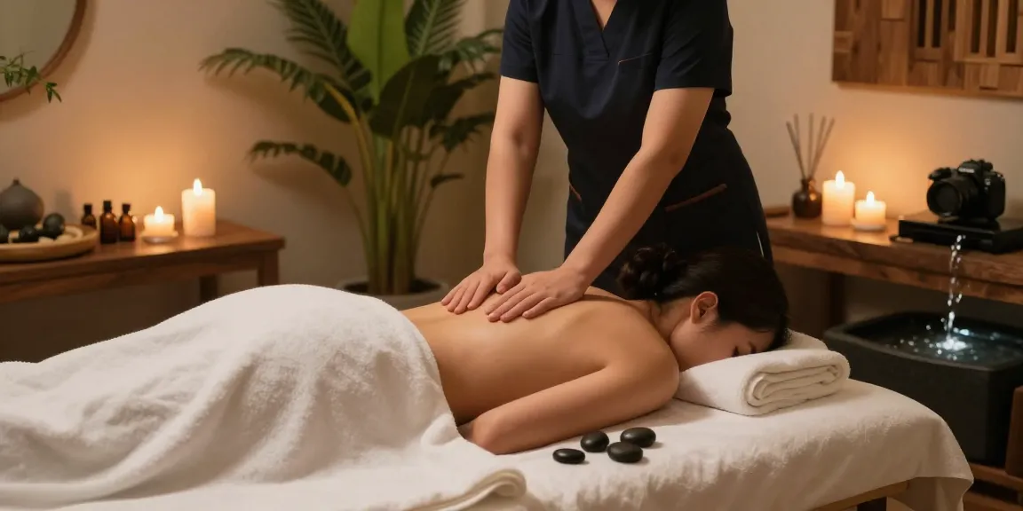 Serenity of 출장안마 in a tranquil spa with calming elements.