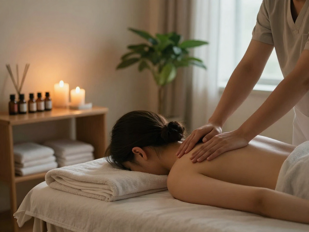 신림출장마사지 treatment in a calming home setting, enhancing relaxation and wellness atmosphere.