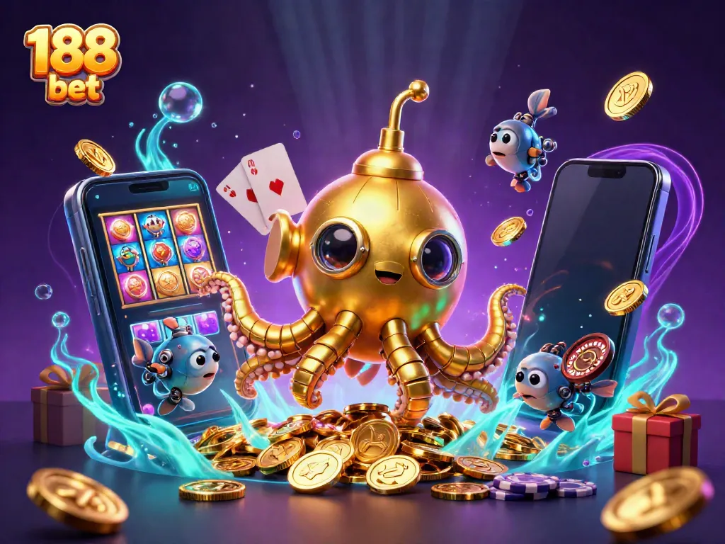 Engage with 188 bet's thrilling gold-filled underwater adventure featuring vibrant slot games and dynamic casino elements.