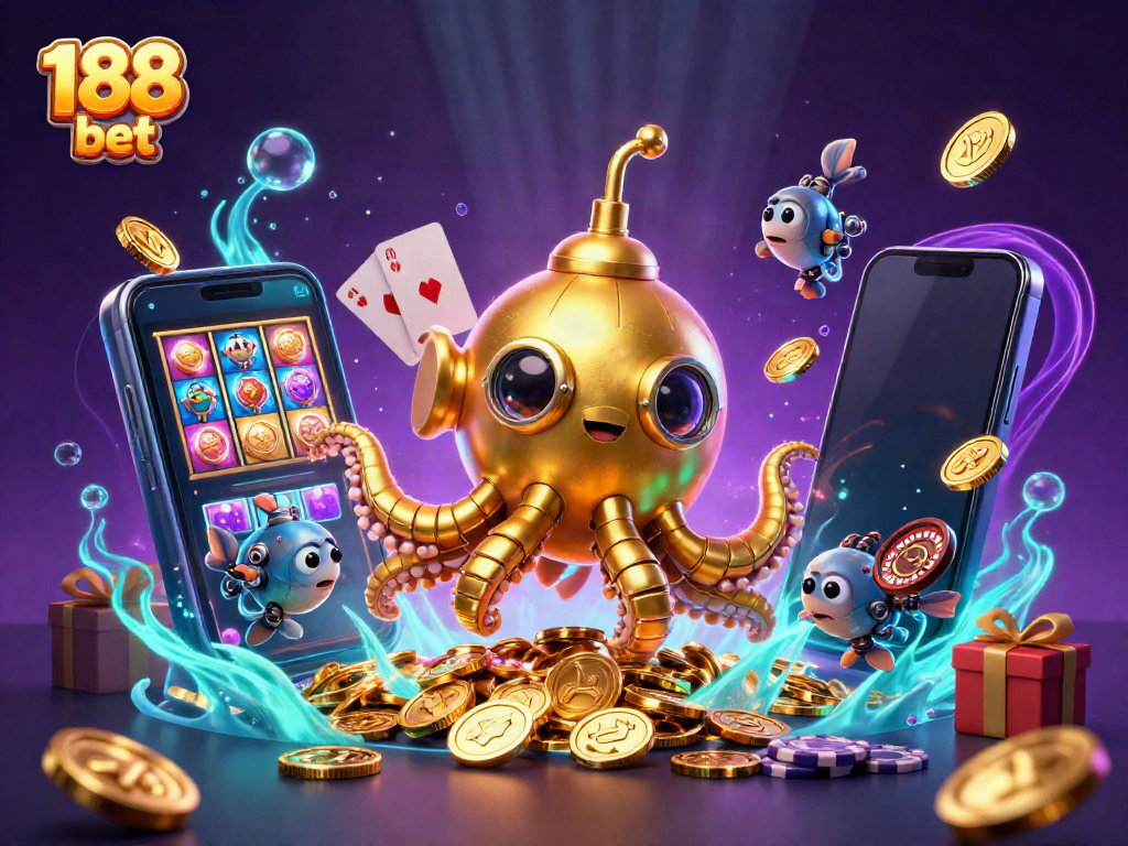 Engage with 188 bet's thrilling gold-filled underwater adventure featuring vibrant slot games and dynamic casino elements.