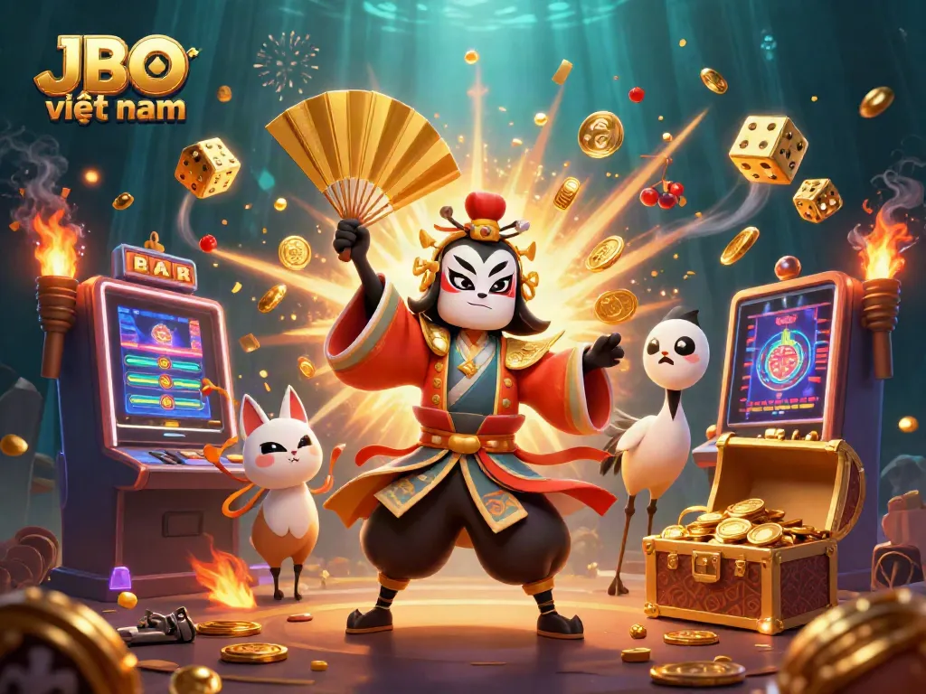 Experience the excitement with JBO việt nam's captivating 3D casino scene filled with vibrant characters and dynamic elements.