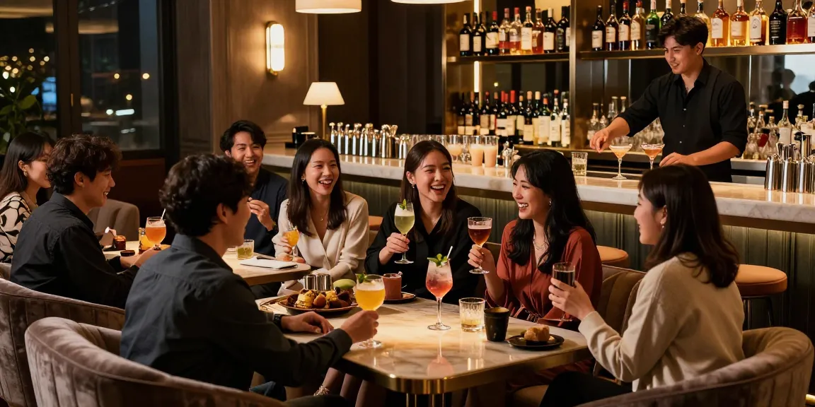 강남블랜딩쩜오에서 고급스러운 분위기 속 손님들이 즐기는 생생한 모습