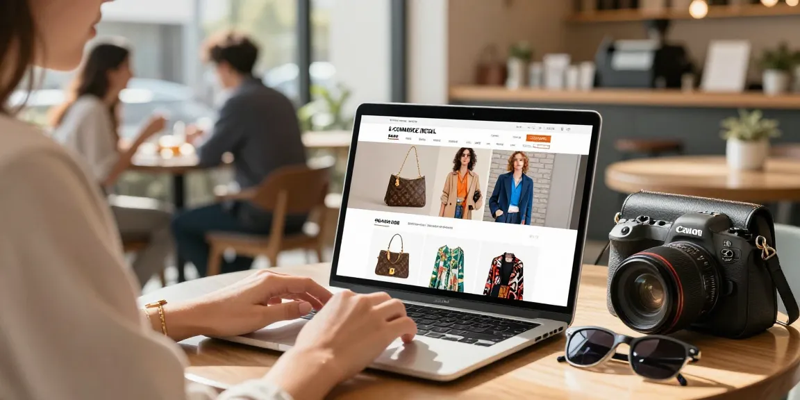 레플리카 쇼핑몰에서 고품질 제품을 탐색하는 개인의 스타일리시한 쇼핑 장면
