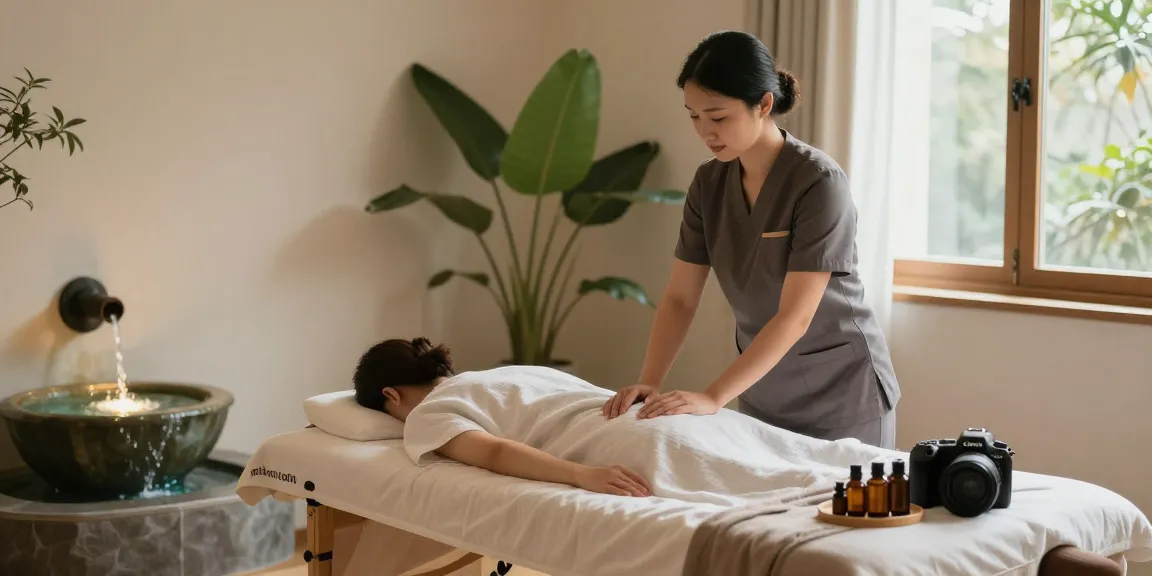 마사지 서비스 제공을 위한 편안한 테라피룸 내부 모습.