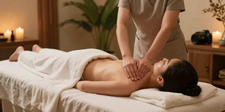 분당출장마사지에서 전문 마사지사에게 마사지를 받는 고객의 모습